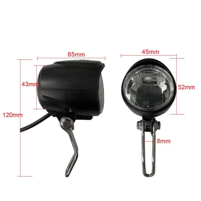Faro Anteriore e Luci Posteriori AD45 per Bici Elettrica 36V 48V, Luci di Avvertimento Posteriori, Faro LED Notturno, Componenti per Ciclismo