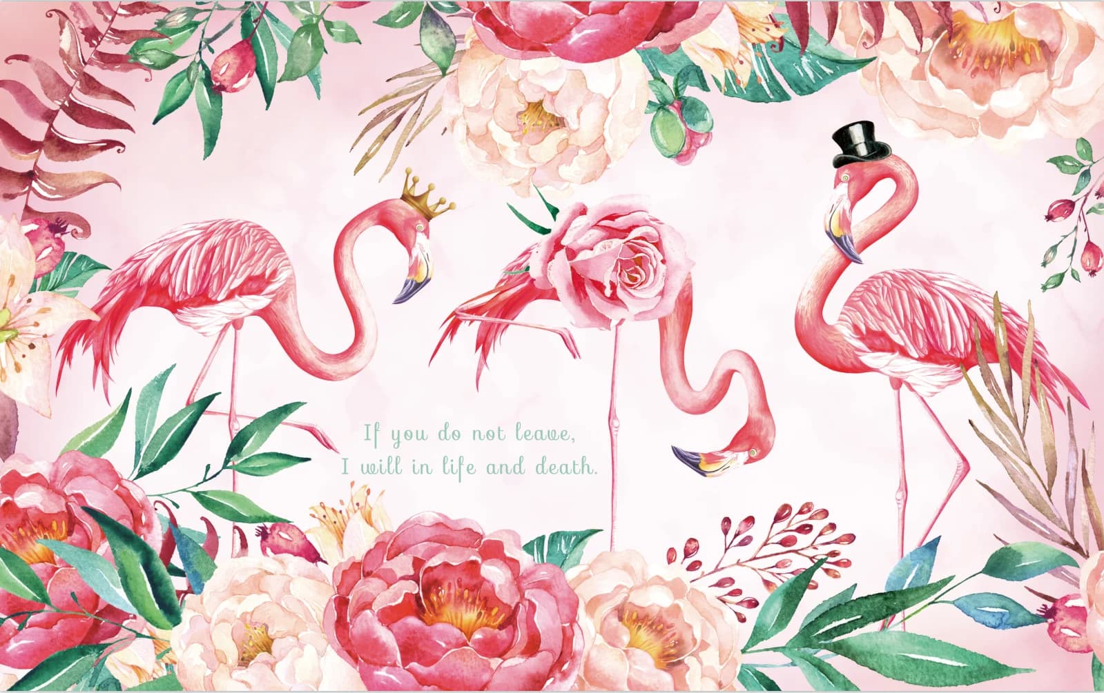 Dimensioni personalizzate Murale Foresta pluviale tropicale Piante Fenicottero Carta da parati Decorazione della casa Camera dei bambini Piante rosa Animali murale
