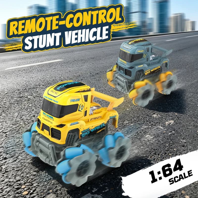 1/64 RC Car Rechargeable RC Off-Road 360 degree Rotation Stunt Drift Vehicle 10KM/H 4WD RC All-terrain Truck for Boys Kids Gifts