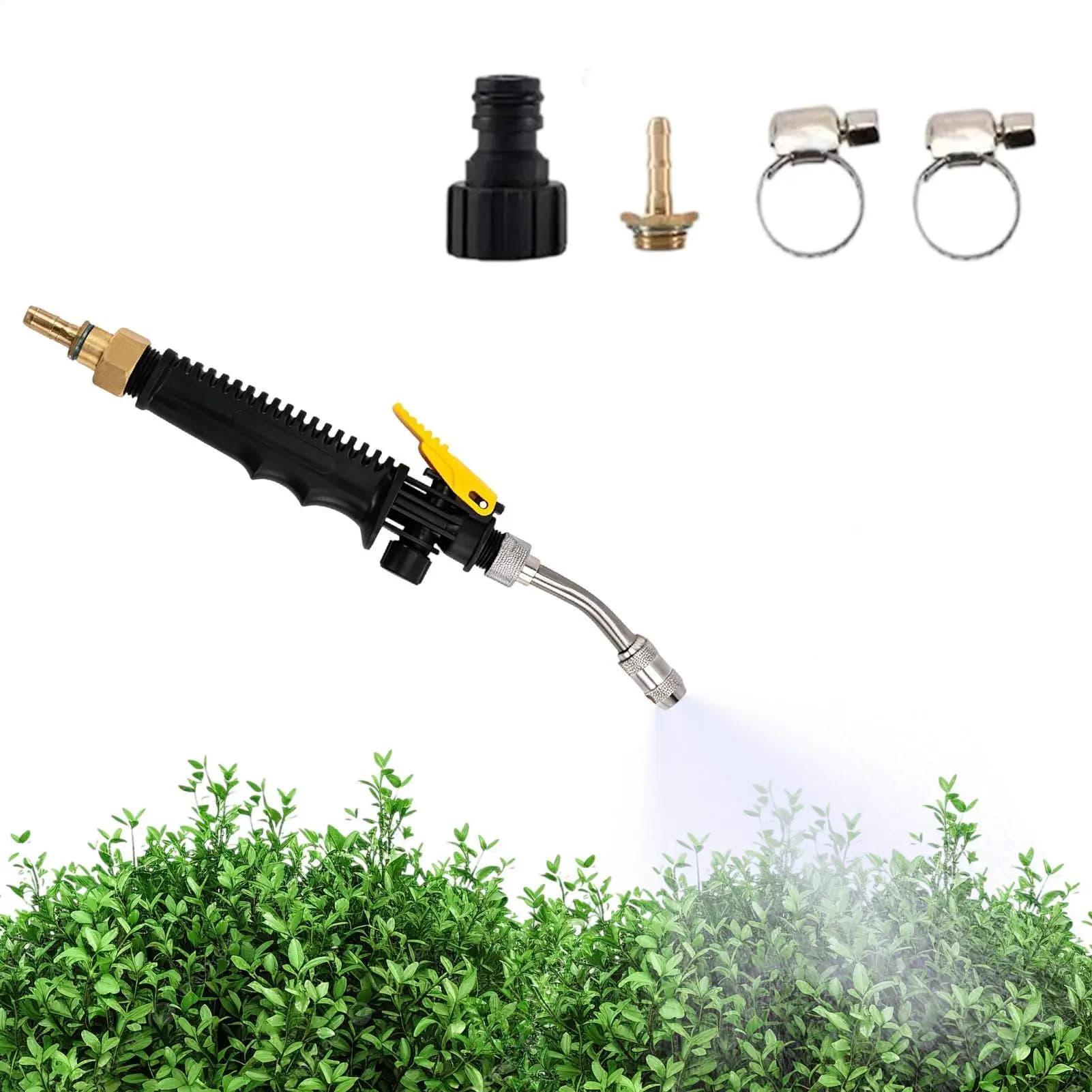 Garden Hose Nozzle High Pressure Stainless Steel Compact Automotive Sprayer Detachable Adjustable Length Pressure Washer Car For
