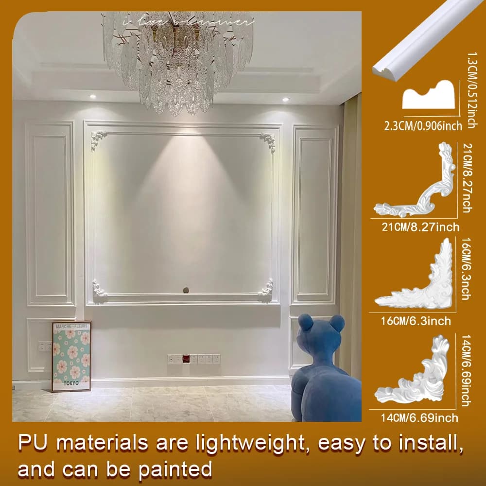Linea di stampi in PU sfondo cornice da parete decorazione imitazione gesso poliuretano materiali per la decorazione della casa