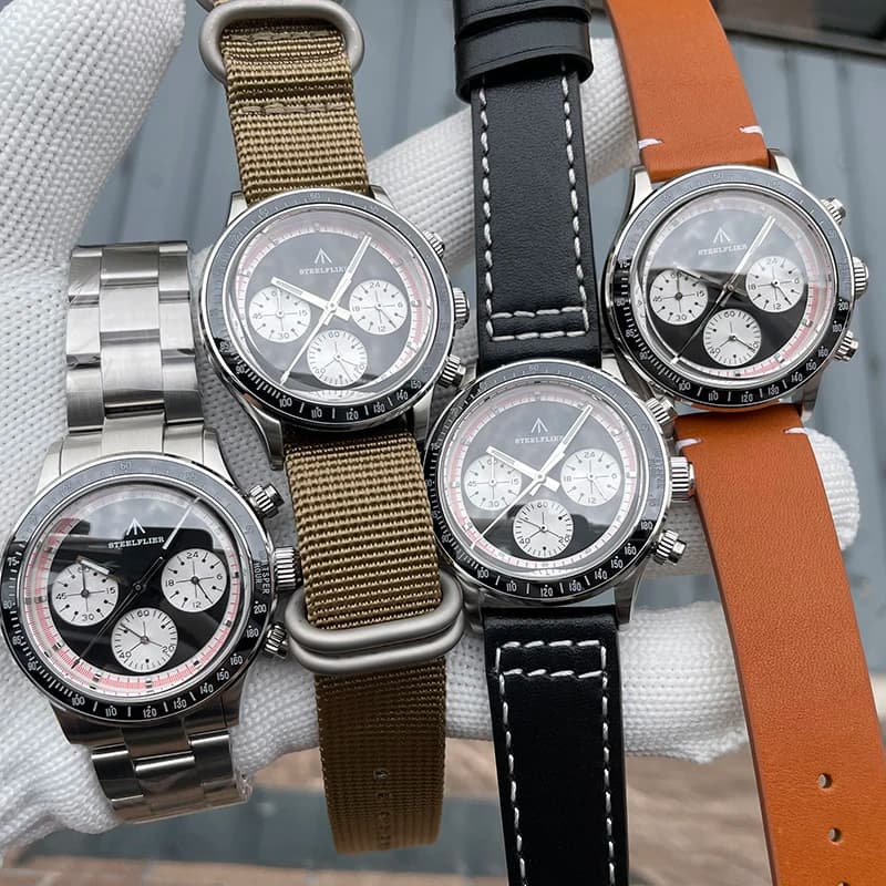 STEELDIVE Mens Pilot Orologi Cronografo militare 39mm Sport Orologio da polso al quarzo 200m Impermeabile BGW-9 Zaffiro luminoso VK63