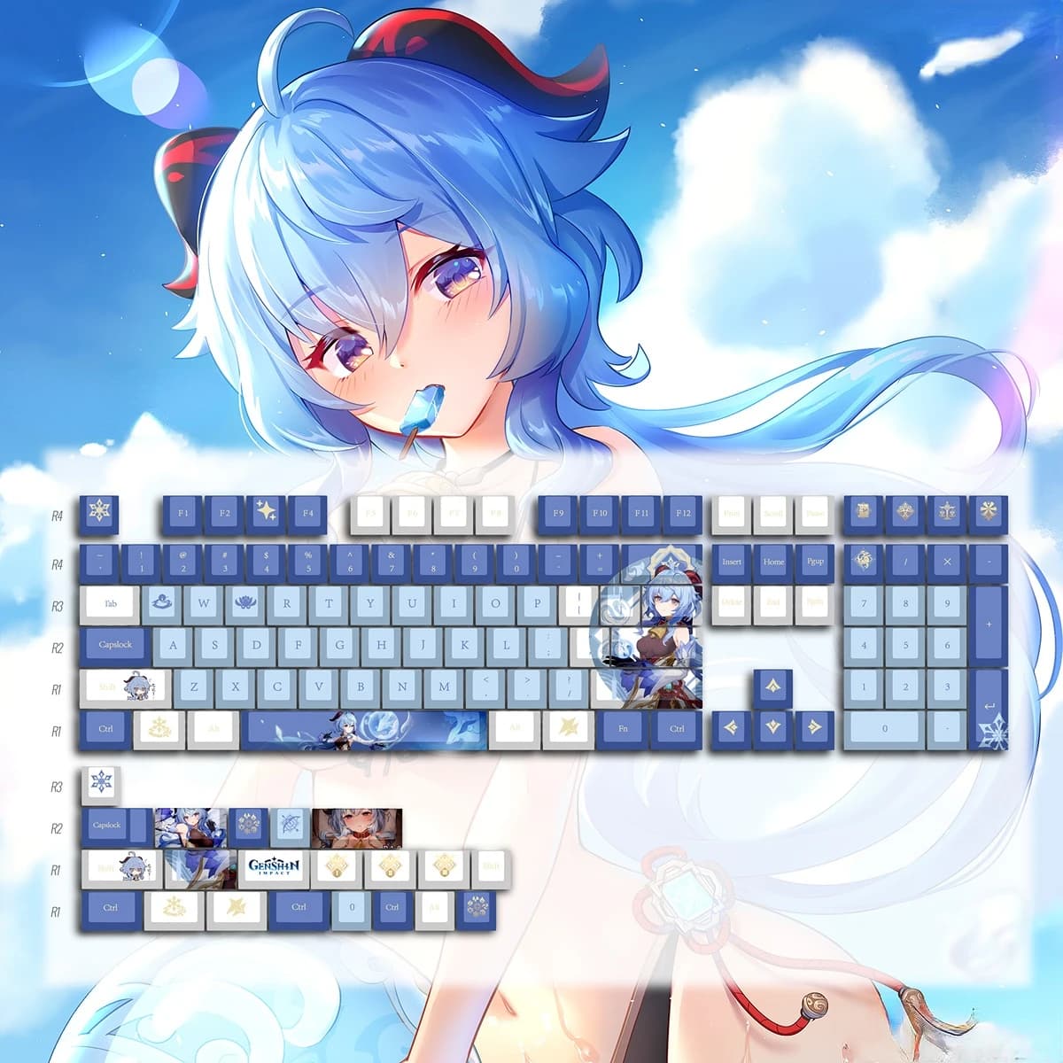 Genshin Impact Character Themed Keycaps Ganyu Klee game keyboard cap cherry Profile 129 keys PBT keycap mechanical keyboard cap