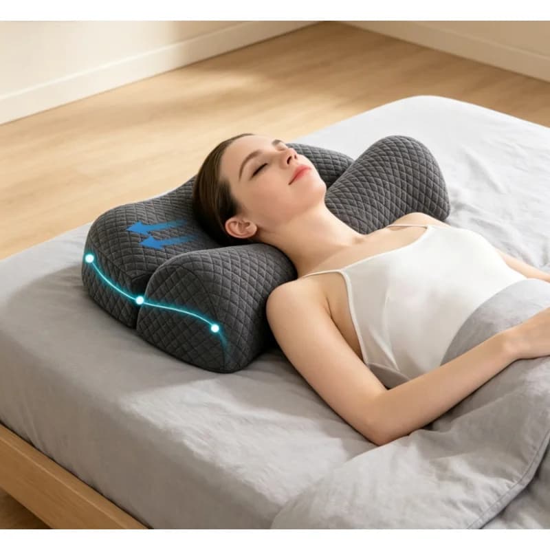 Cuscino Ergonomico per Supporto Cervicale, Cuscino Ortopedico Sagomato, Cuscino per Alleviare la Pressione sulle Spalle per un Sonno Confortevole