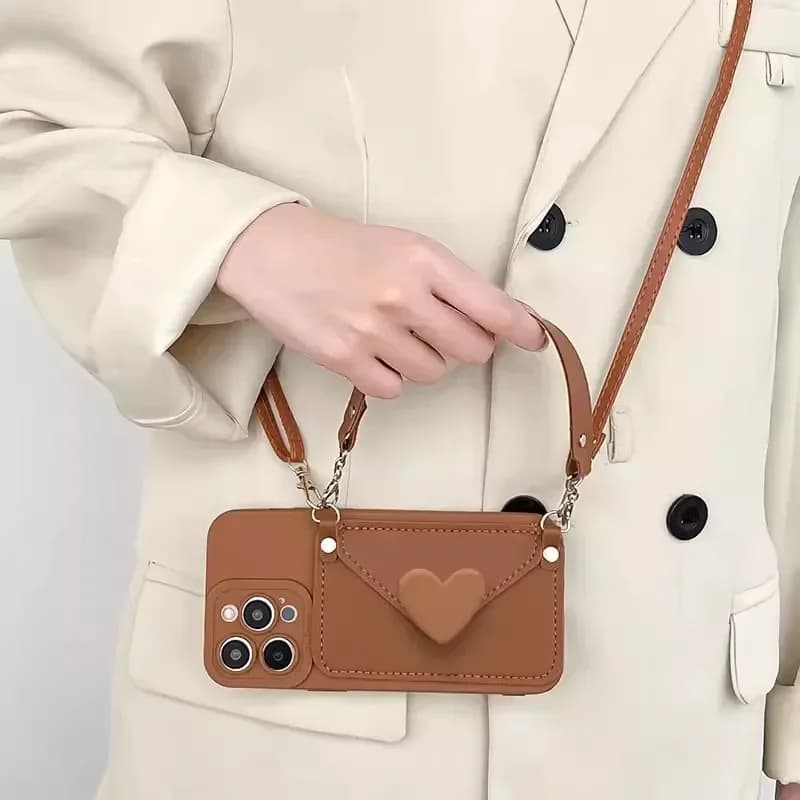 Custodia per carte in pelle Love con cordino a tracolla per Xiaomi POCO X6 Pro 5G Cover