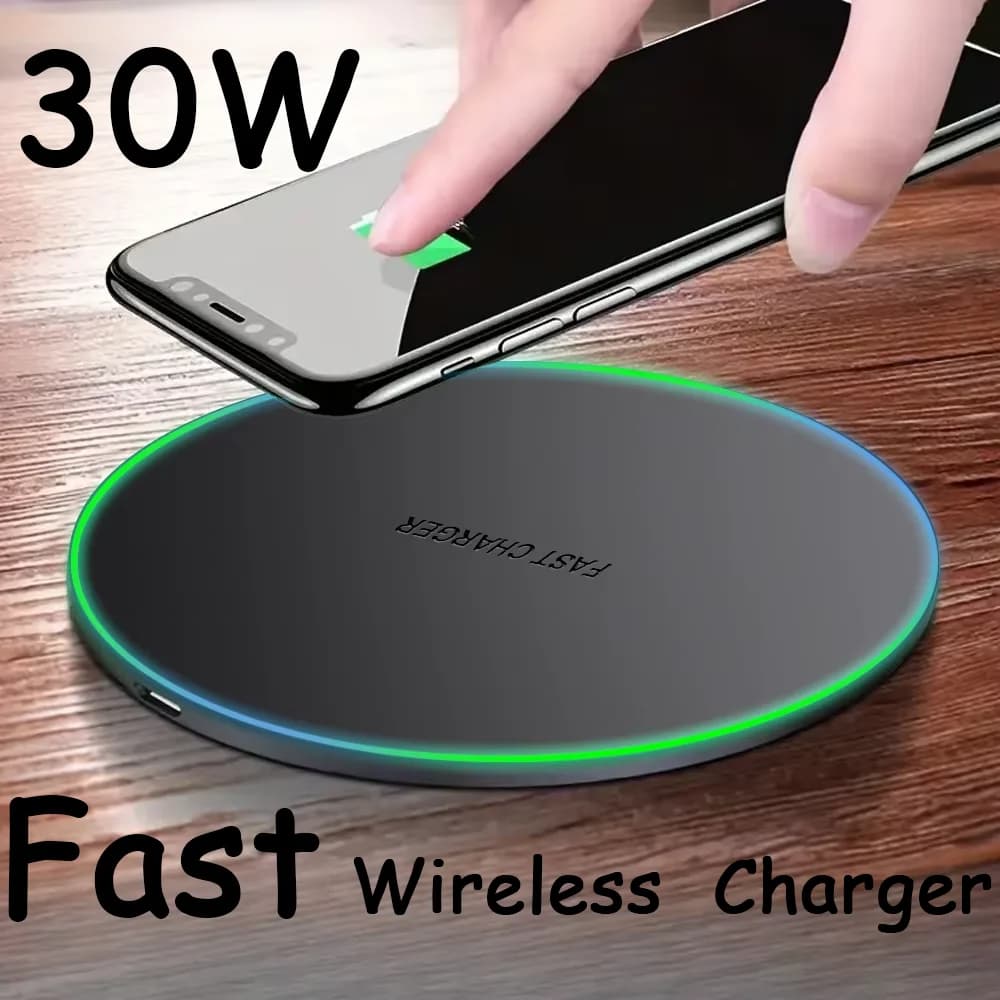 30W Wireless Charger for iPhone 17 16 15 14 13 12 XR XS Max 8, Samsung S24 S22 S10 S20 Note10 20, Xiaomi, Huawei