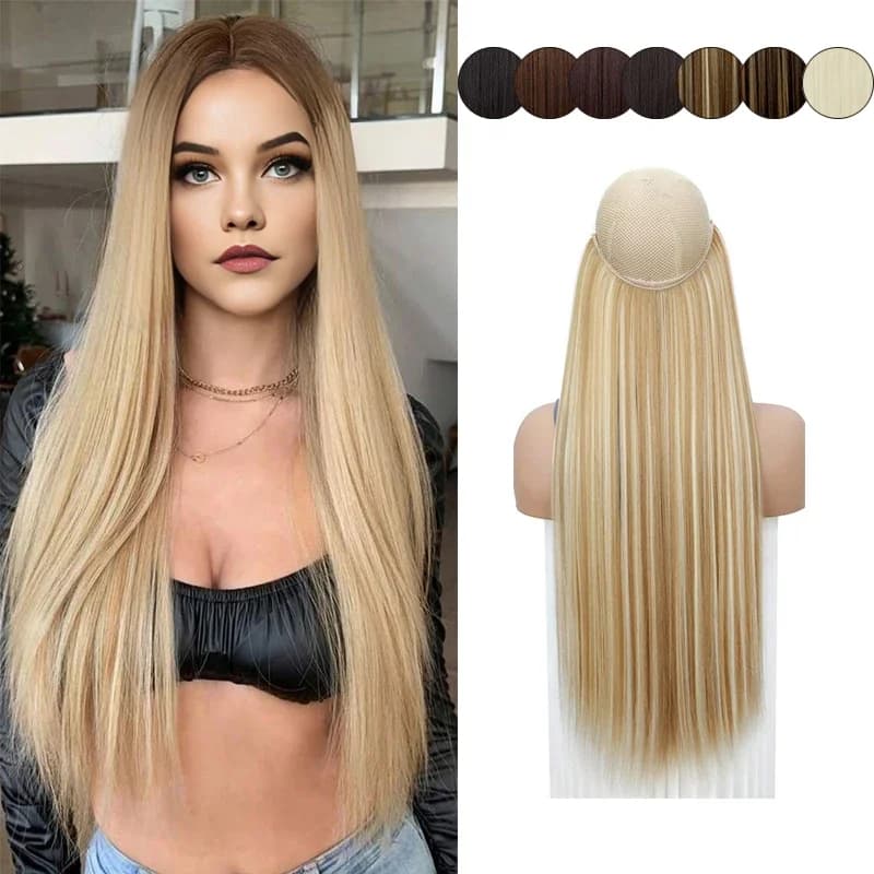 24 Inch Synthetic Hair Invisible Wire In Hair Extensions No clips with secret line Halo Hair easy to attach for women