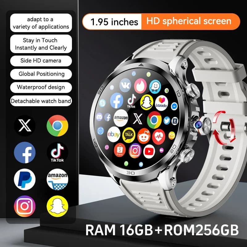 H19 Men's Smartwatch with Large Screen Amoled by 1,95 inch 190 ° Rotary Camera 720*720 GPS Resolution Android 4G Smart Watch by Adult Man