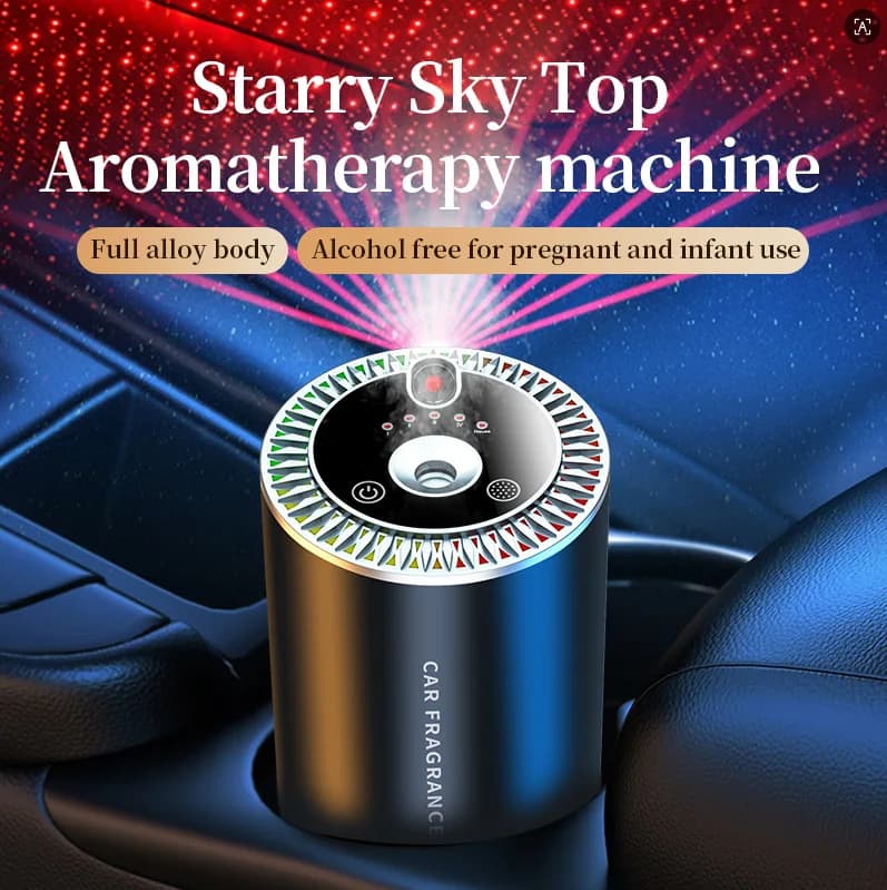Deodorante per Auto Intelligente con Proiettore di Stelle e Diffusore di Oli Essenziali - Diffusore di Aromi a Lunga Durata da 50ml con Accensione/Spegnimento Automatico