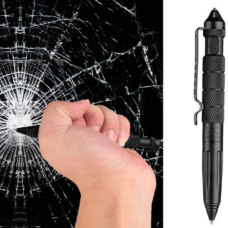 Outdoor Multi-functional Metal Tactical Pen Anti-slip Emergency Glass Breaking Window Cone Survival Self-defense Pen