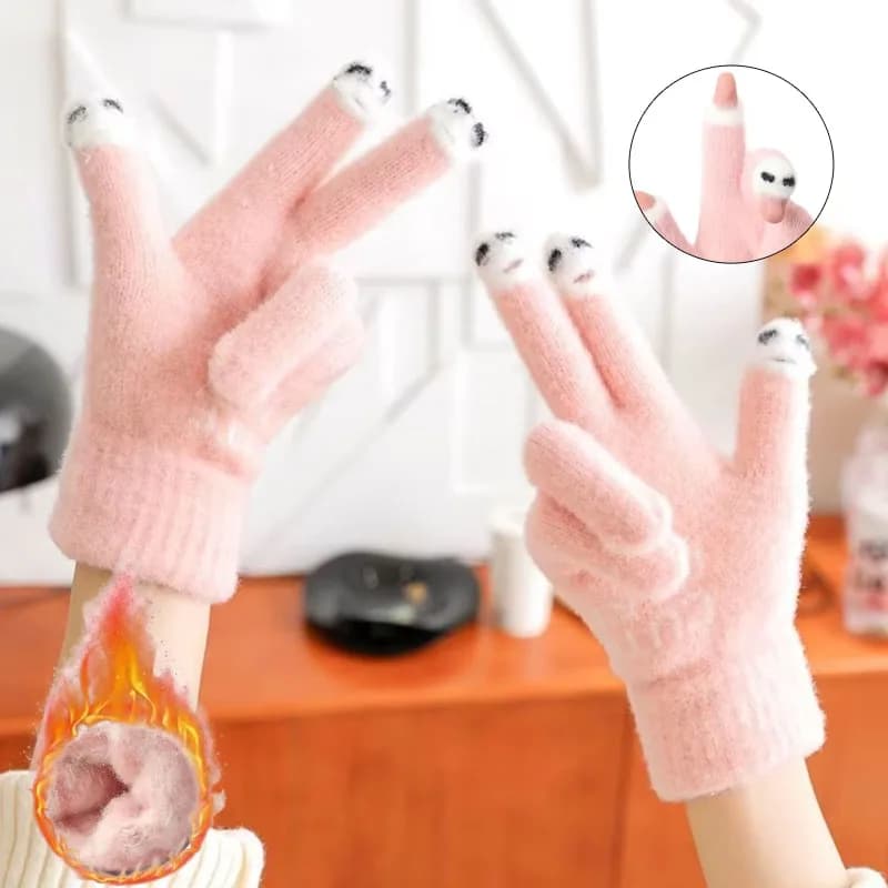 1-10Pairs Thick Knitted Wool Gloves with Touch Screen Anti Slip Palm Windproof Warm Mittens for Cycling Driving Outdoor