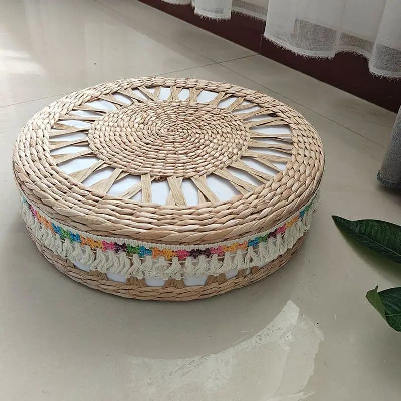 Natural Cattail Grass Round Stool Woven Seat Cushion Home Decor Japanese Tatami Seat Cushions Straw Rattan Meditation Zen Mat