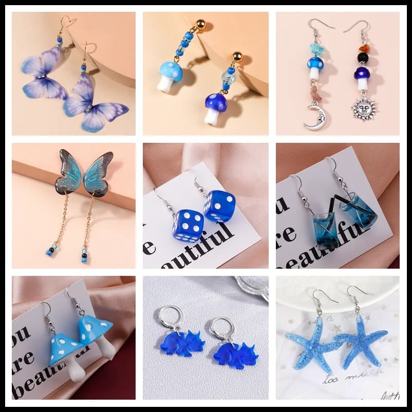 Aihua New Blue Color ciondola l'orecchino per le donne Trendy Summer Beach Drinks Starfish Butterfly Brincos Sweet Party Jewelry Gifts