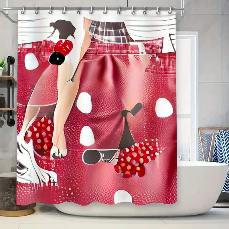 Elegante tenda da doccia da bagno con sagome di cane, tessuto moderno impermeabile per decorazioni da bagno in varie dimensioni