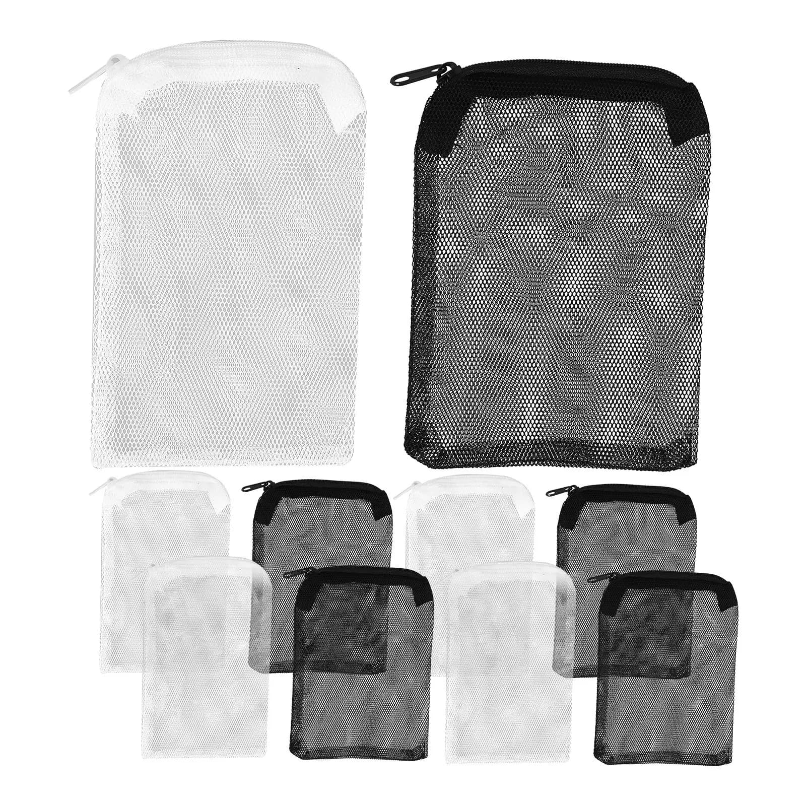 10 sacchetti in rete per filtro acquario 15x10 cm con chiusura a cerniera, sacchetto filtrante riutilizzabile per mezzi filtranti in carbonio, ceramica e vulcanici
