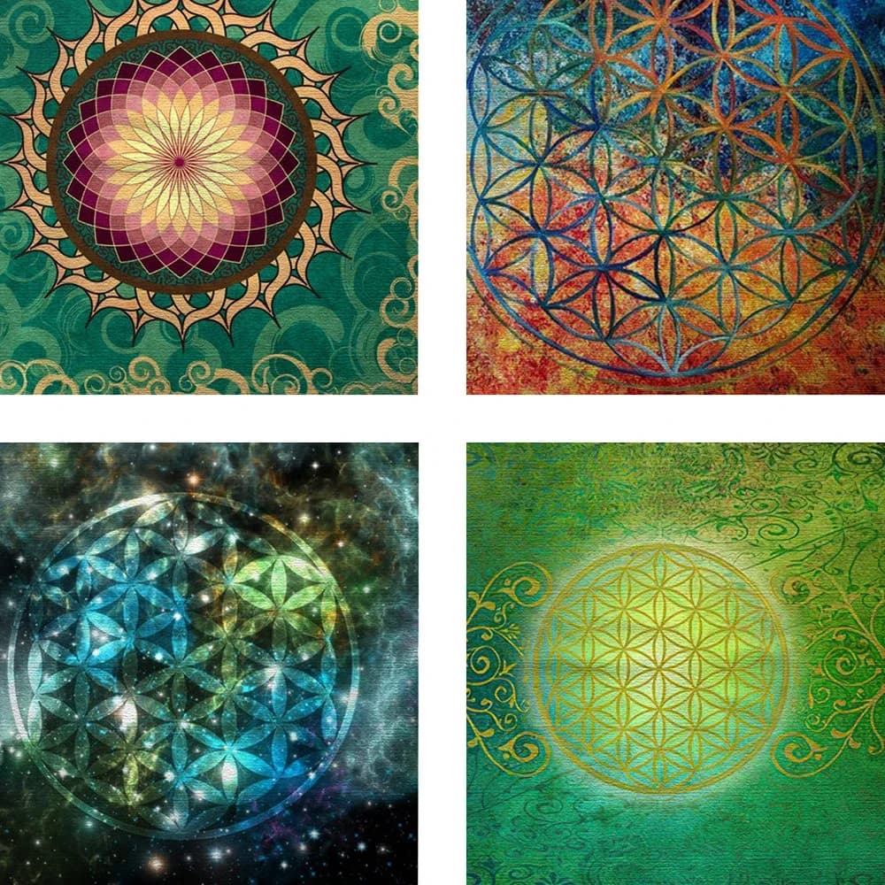 Fiore della vita Reticolo di cristallo Tarocchi Carta Tovaglia Altare Panno Divinazione Fortuna Astrologia Oracolo Domino Zerbino