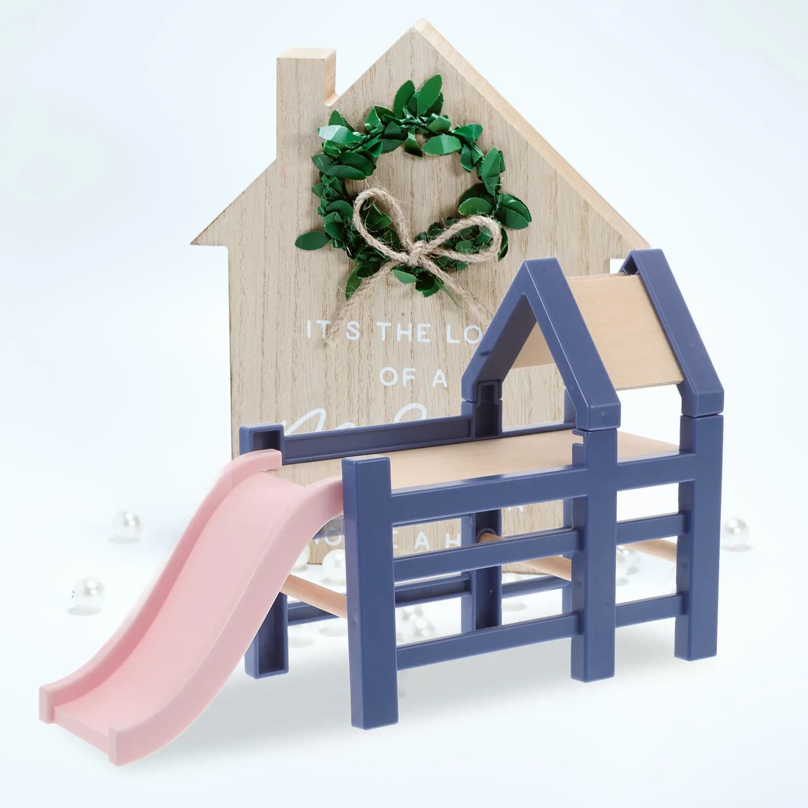 Miniature Wooden Slide for Dollhouse Playset Realistic Park Playground Scene Accessory Educational Pretend Play Decorative Room