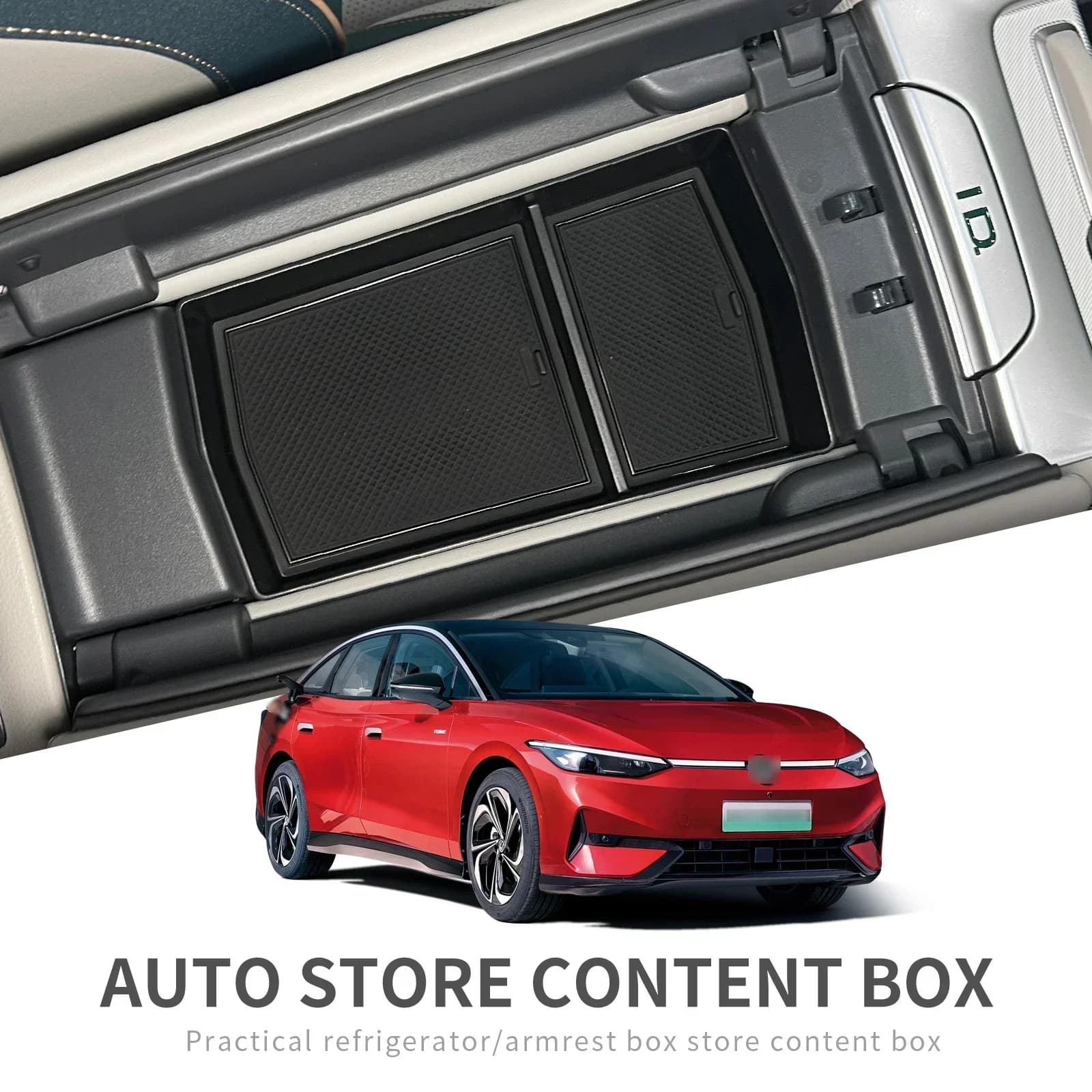 Per VW ID.7 ID7 Scatola portaoggetti bracciolo ABS Vassoio centrale per auto Organizer Accessori Riordino Nero