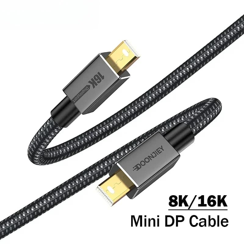 Cavo Mini DisplayPort da 8K 16K da Mini DP a Mini DisplayPort Cavo in nylon MINI Display Port placcato oro per MacBook Air Pro Lenovo 2m