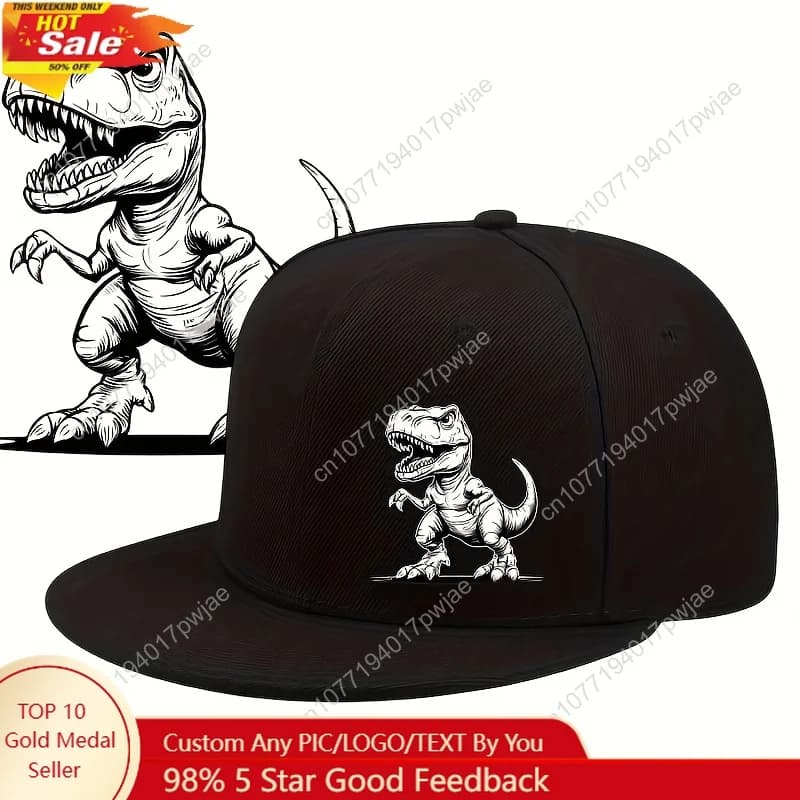 [Cappello a becco d'anatra urbano] Cappello a becco d'anatra piatto 2D primavera estate | Moda urbana Design a tema dinosauro neutro Quotidiano Casual Street Hip-H
