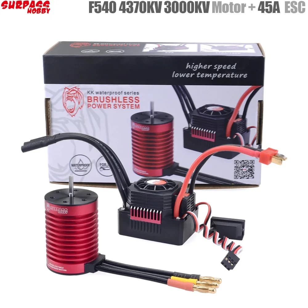 SURPASS HOBBY KK Impermeabile Combo F540 3000KV 4370KV Motore Brushless con ESC Brushless 45A per 1/10 RC Auto Tamiya Axial Redcat