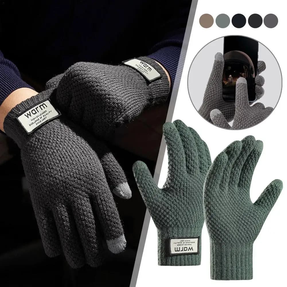 Men winter thermal gloves, windproof thermal cycling gloves, with warm and thick fleece lining, non-slip, touch screen