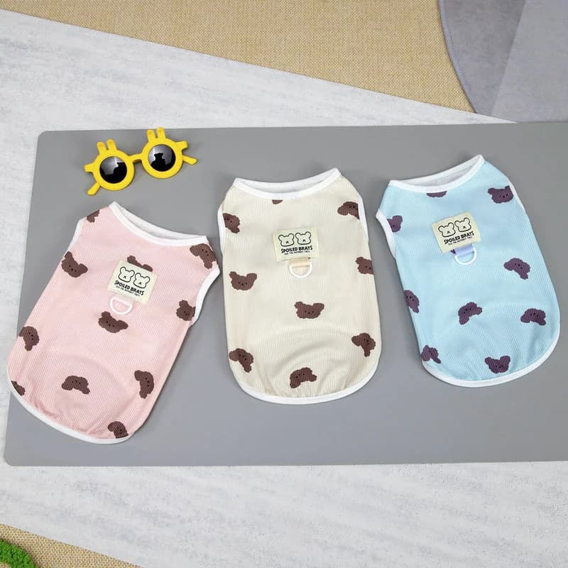 Maglietta Estiva Rinfrescante per Cani, Protezione Solare, Abbigliamento per Cuccioli, T-Shirt Carina a Maniche Corte con Stampa Cartoon per Teddy e Maltesi
