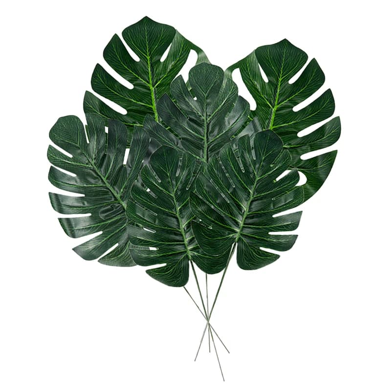 6 pieces of artificial plants tropical palm leaves Hawaii Luau summer holiday jungle safari birthday party wedding decorations fake plants