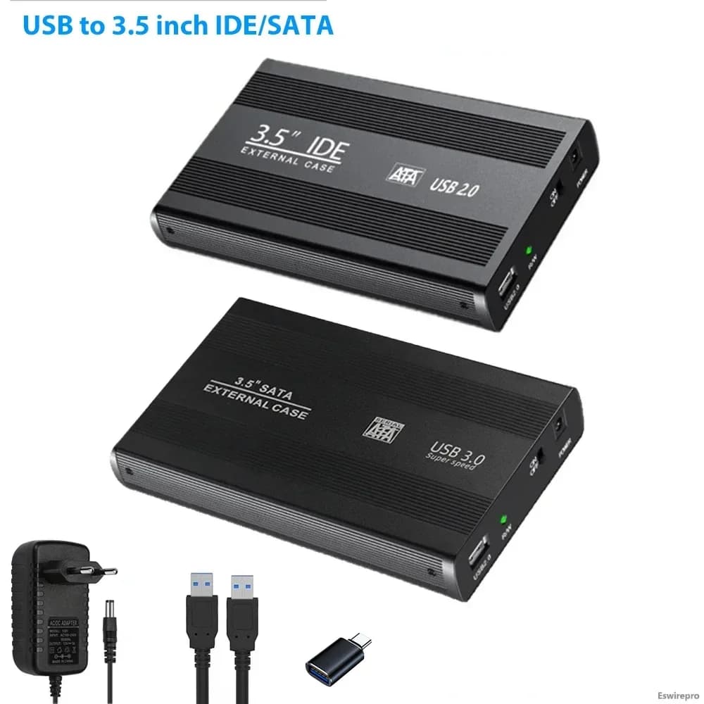 Adattatore USB 3.0 da 2.0 a SATA IDE da 3,5 pollici Disco rigido SSD Custodia in metallo Custodia HDD Adattatore per scatola in alluminio per disco rigido esterno HD
