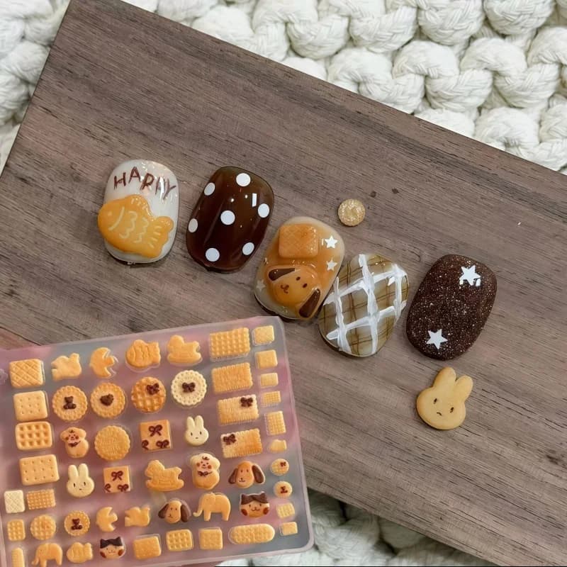 Cute Animal Nail Art & Cookie Baking Mold Set - Dog & Rabbit Shapes Transparent Silicone Mini Decorations for Crafting