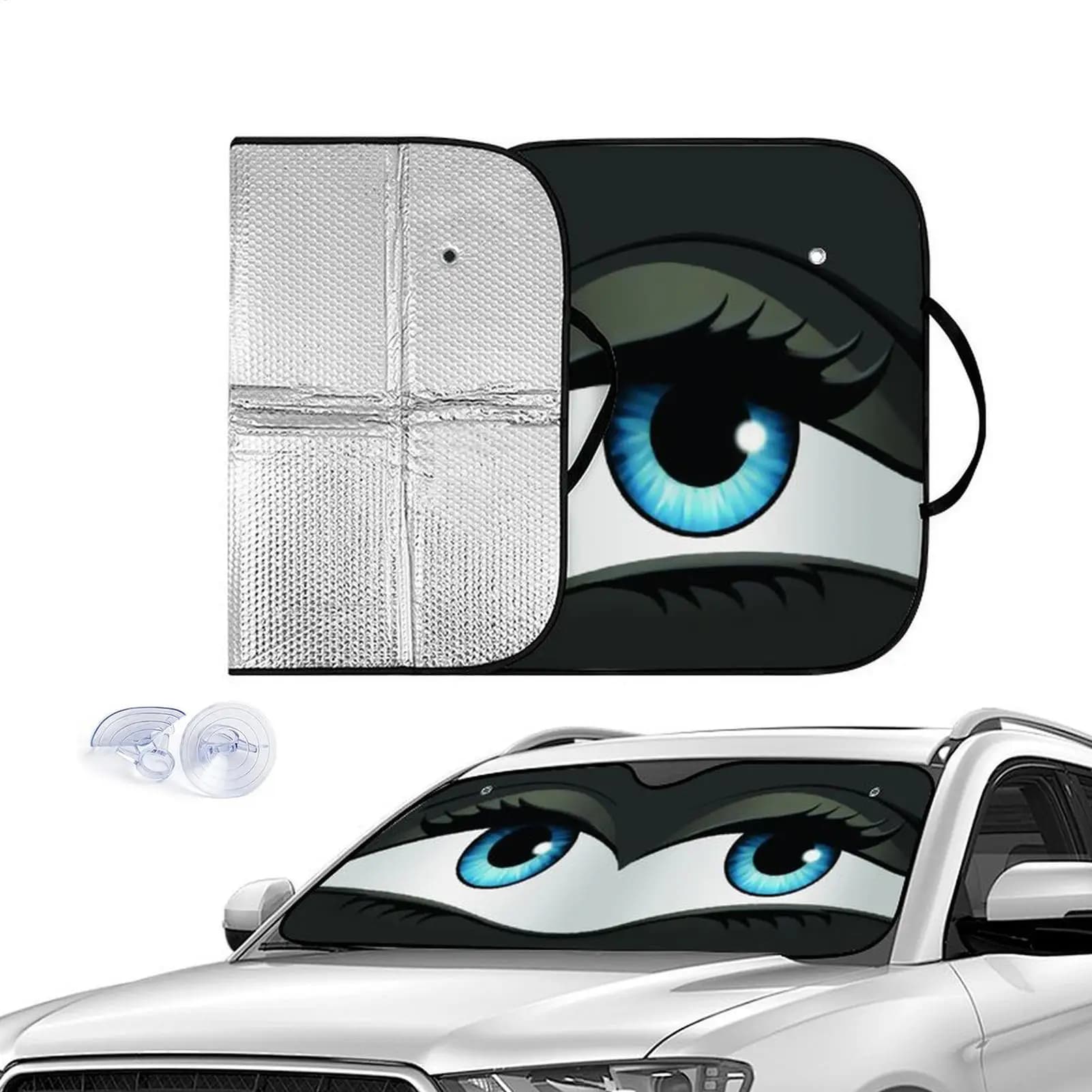 Car umbrella, front windscreen cover, 54x28 inch, heat and sun lock, folding.