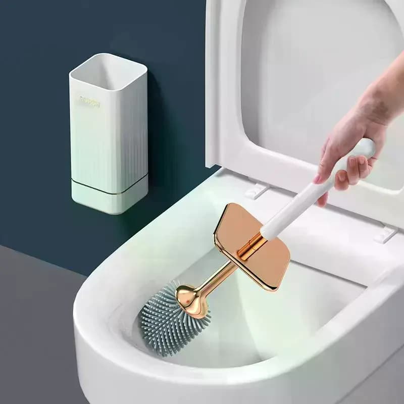 Set di scopini per WC in silicone Manico lungo Senza trapano Montaggio a parete A prova di perdite ad asciugatura rapida per il bagno Pulizia profonda Durevole multiuso