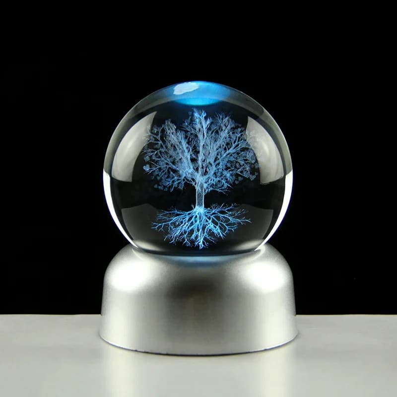 3D Life Tree Crystal Ball Model Laser Engraved Glass Ball Plant Life Tree Globe Home Decoration Gift Gift