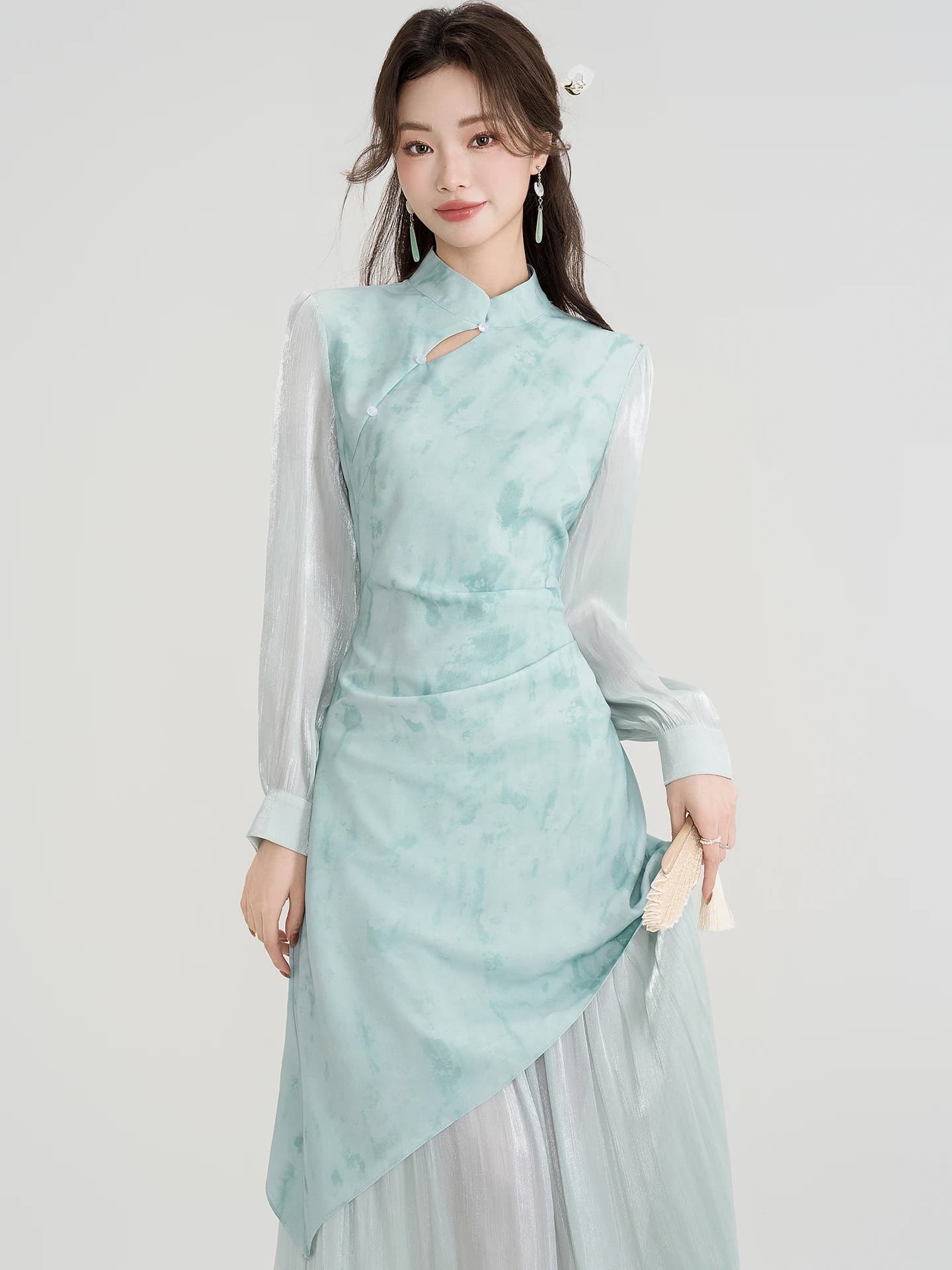 New Chinese Style National Trend Dress Women's Spring 2026 New Version Improved Skirt Daily Wear Fake Two-Piece