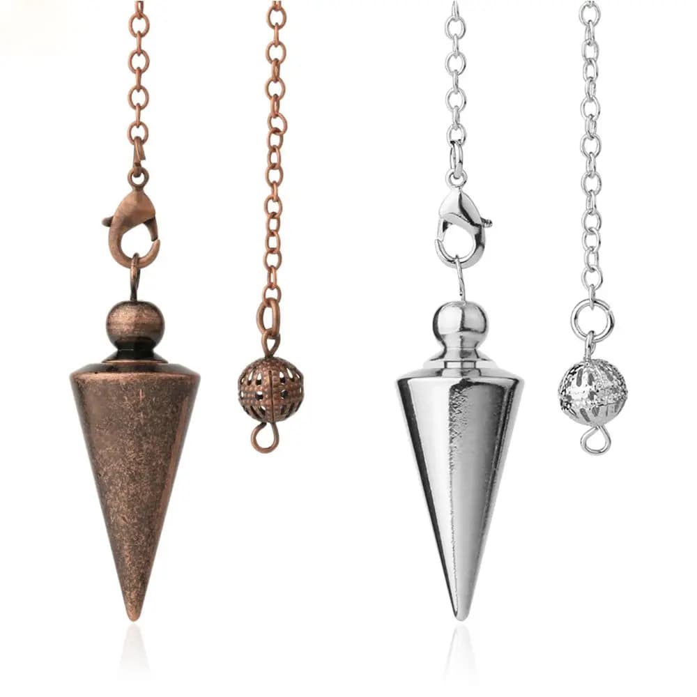 Nuovo Pendolo a Cono in Metallo Dorato, Argentato, Rame Anticato e Oro Rosa per Rabdomanzia e Reiki, Amuleto e Ciondolo