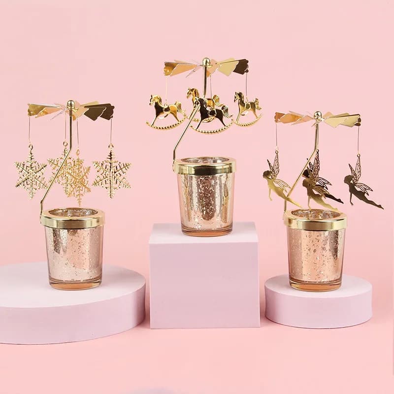 Hot Rotating Candle Holder House Decoration All Saints Christmas Gift Party Room Decorations Carousel Candle Holder