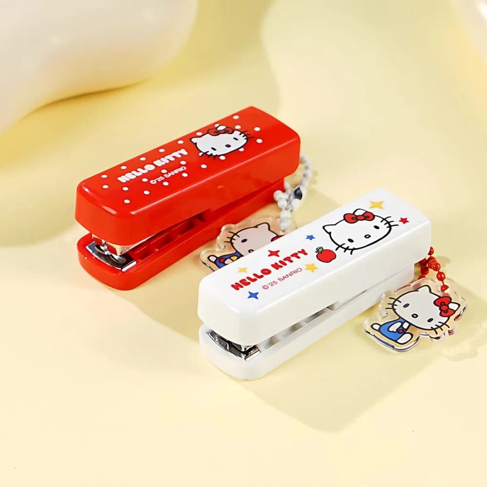 Genuine Sanrio Hello Kitty Stapler Kit With 1000 Staples Portable Small Binding Tool For School Note Scrapbook Page File Sorting