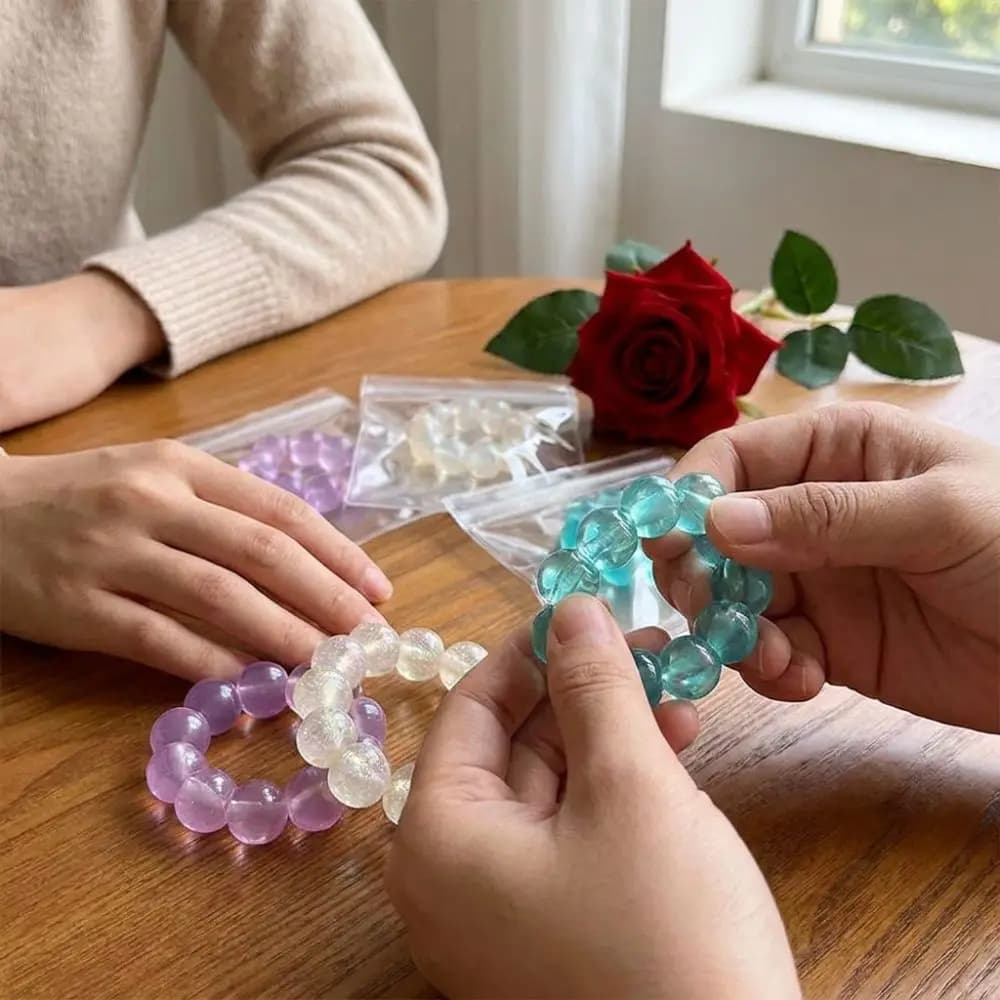3PCS Elastic Crystal Bead Squeeze Bracelet Sensory Stretch Fidget Bracelet Hand Relax TPR Soft Stress Wristband Relax Gift