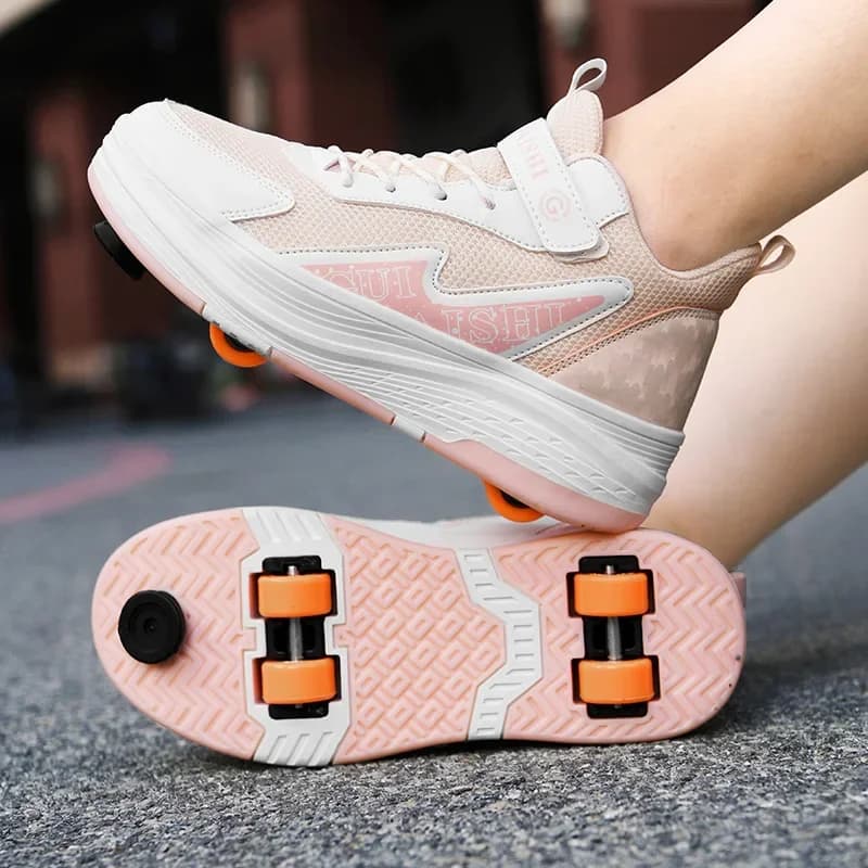 4 wheel roller shoes with extension button unisex New sneakers with wheels for skating shoes for girls with wheels