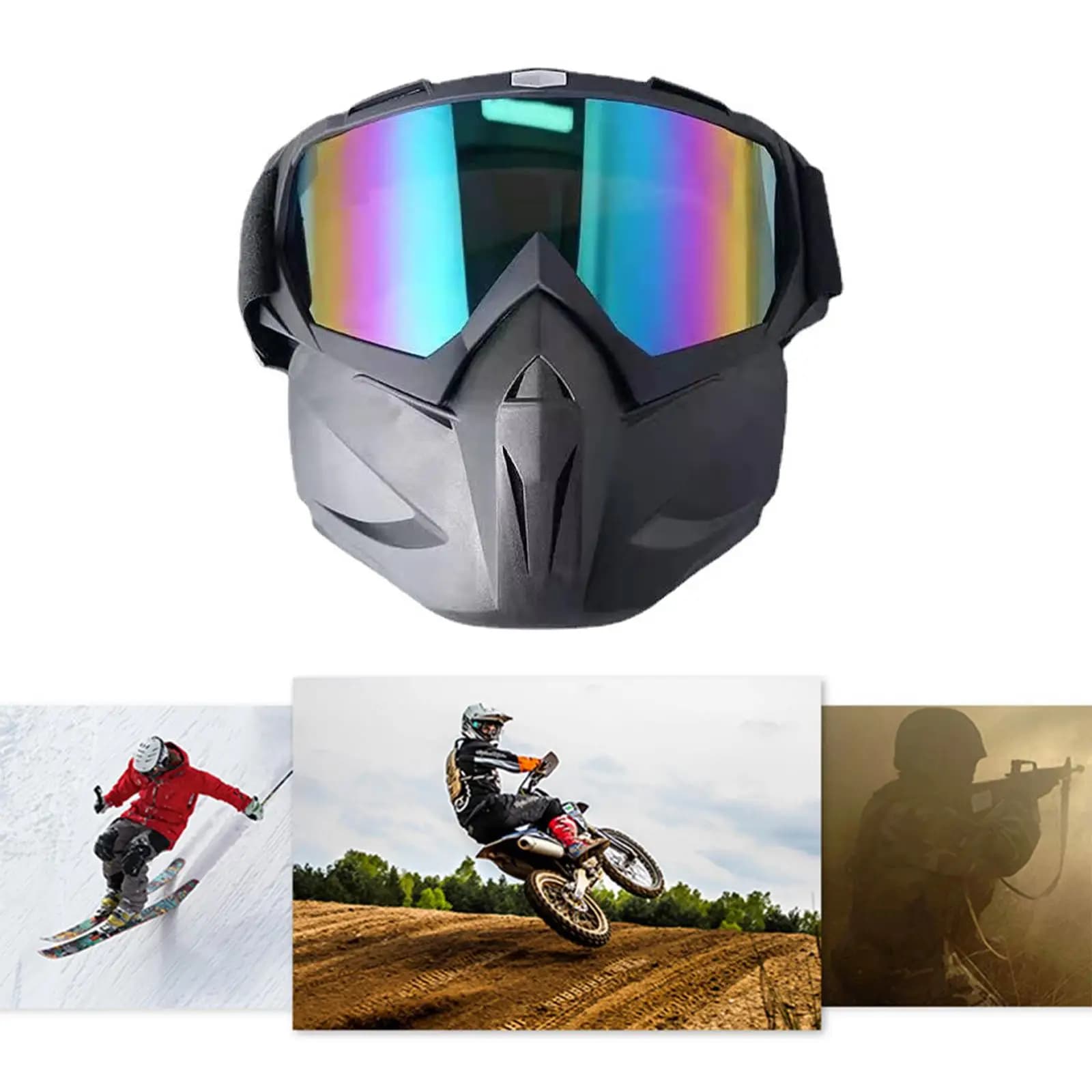 Motorcycle Goggles Mask Motocross Helmet Face Mask Fits for Snowmobile Ski