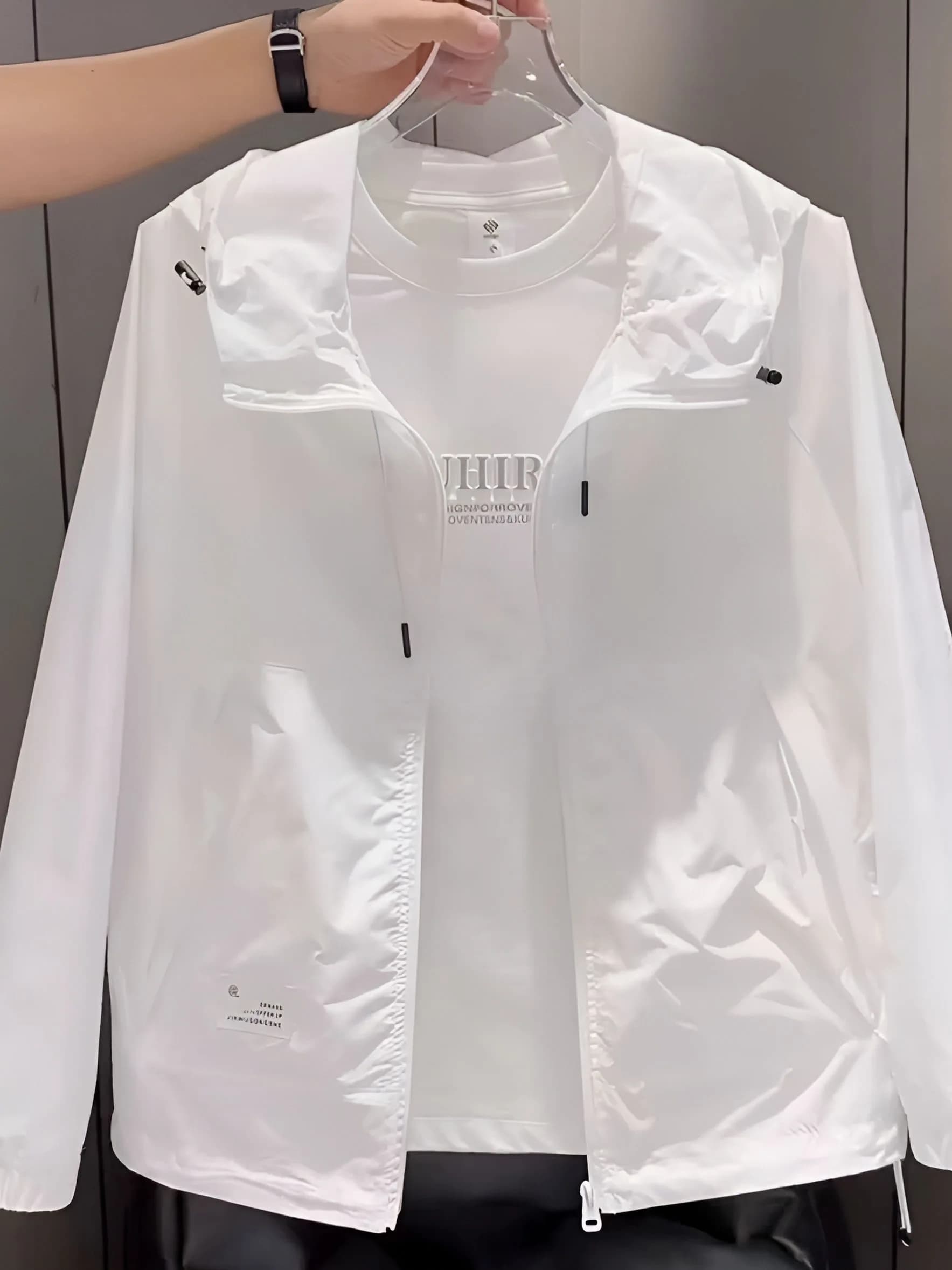Men's Fashionable Summer 2026 Hooded Sun Protection Jacket Thin Casual All-Match Polyester Fiber Long Sleeve Zipper Decorated