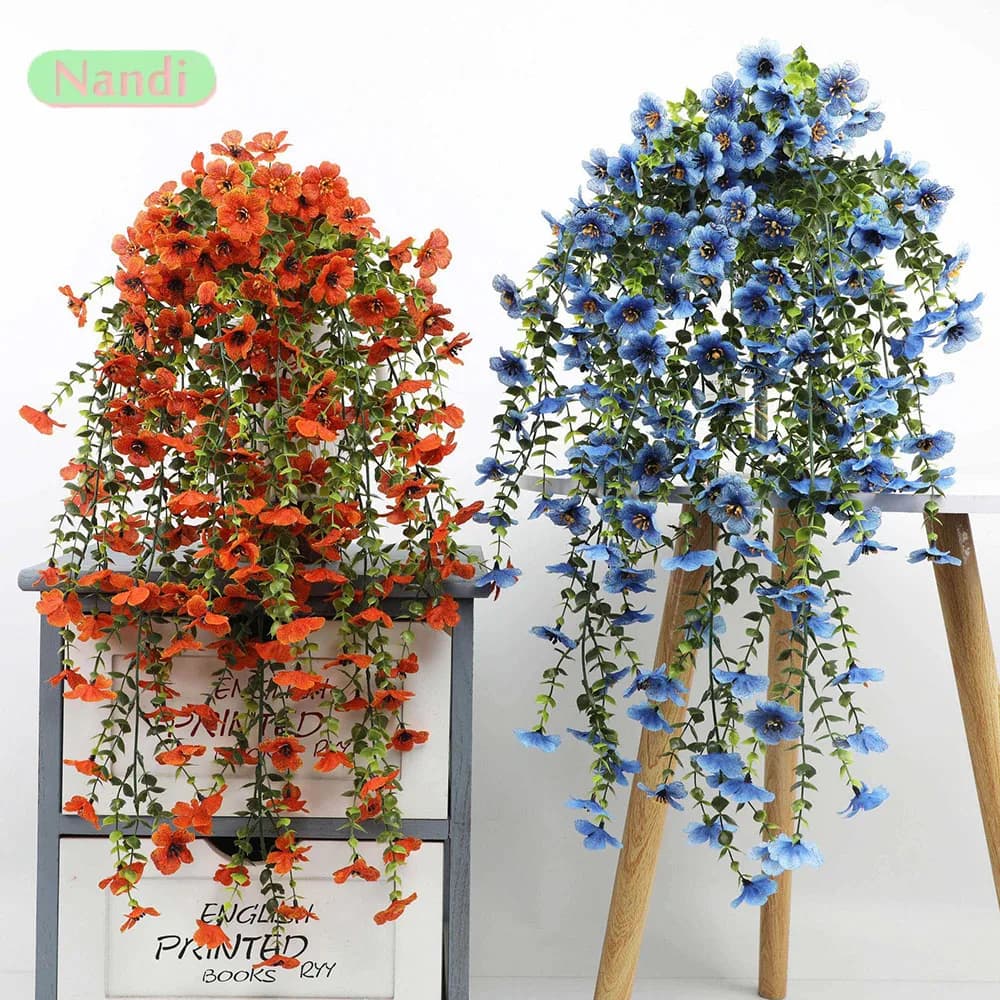 Artificial flowers plants suspended Vite violet fake, wall-mounted outdoors, fake wedding flowers, home garden decorations