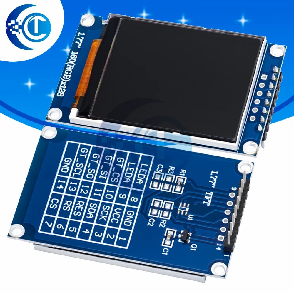 1PC per Arduino/STM32 SPI TFT Schermo a colori - Modulo LCD con porta seriale da 1,77 pollici 128×160