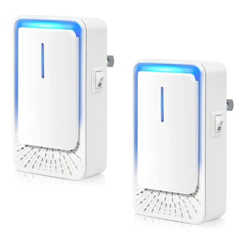 Mini purificatore d'aria Fresh Quiet - Ionizzatori d'aria da presa - Confezione da 2 purificatori d'aria con tecnologia a ioni negativi per casa, ufficio, presa americana