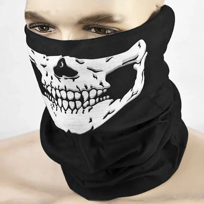 Casco Bandana con teschio Multifunzionale da campeggio Halloween Collo Maschera per il viso Paintball Sci Sport Fascia Sciarpe da trekking Ghetta per il collo