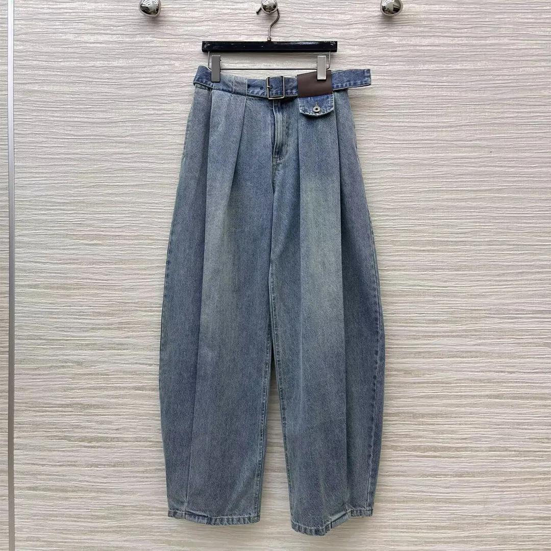 New Fashion Streetwear Lavato Blu Bloomers Jeans Donna Cintura a vita alta Pantaloni in denim chic allentati casual vintage