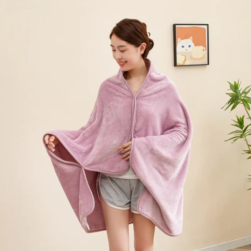 100X140Cm Solid Shawl Flannel Blanket Simple Soft Office Living Room Sofa Blankets with Buttons Cozy Aesthetic Warm Home Textile