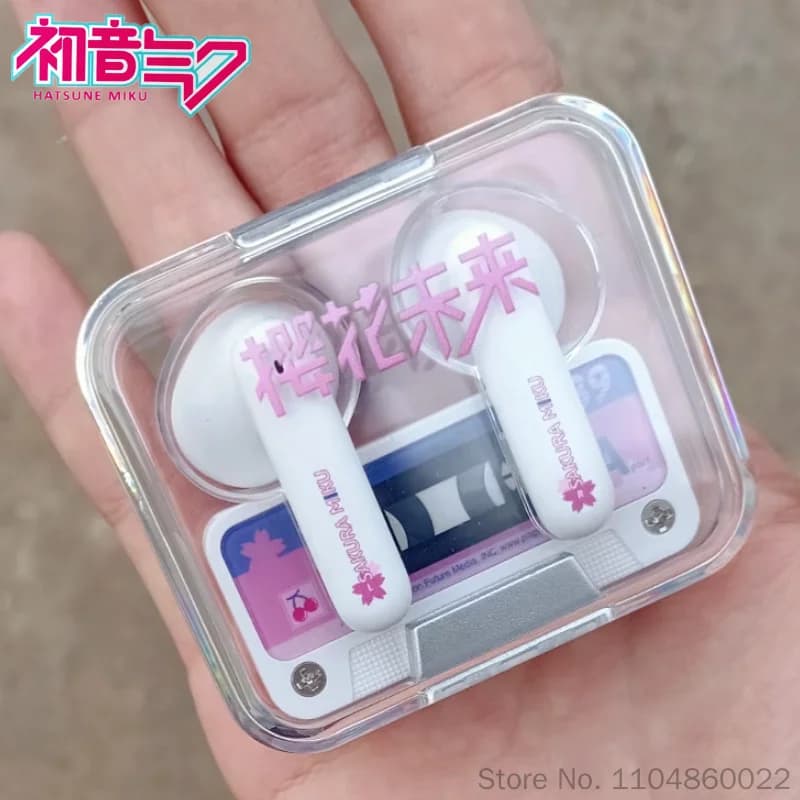 Official Hatsune Miku Sakura Future Happy Travel Series Wireless Bluetooth Earbuds Waterproof Noise Reduction For Outdoor Travel
