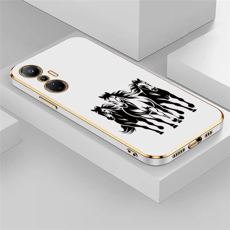 Custodia Morbida Antiurto con Placcatura e Motivo Cavallo per Infinix Hot 12 11S 10T 8 9 Play 11 2022 10 Lite 10i 10S NFC
