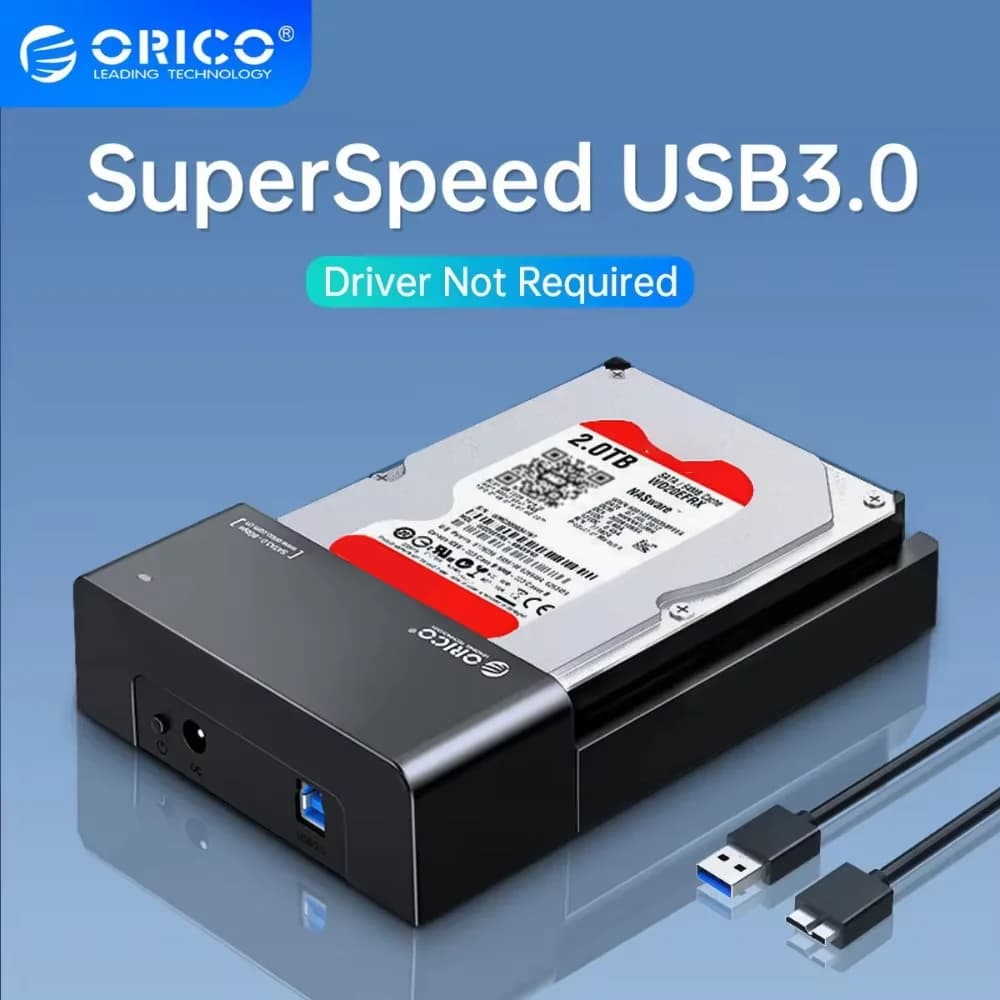 Docking station per HDD Lay-Flat ORICO Docking station per disco rigido esterno SATA a USB 3.0 per supporto SSD HDD da 2,5/3,5 pollici UAS